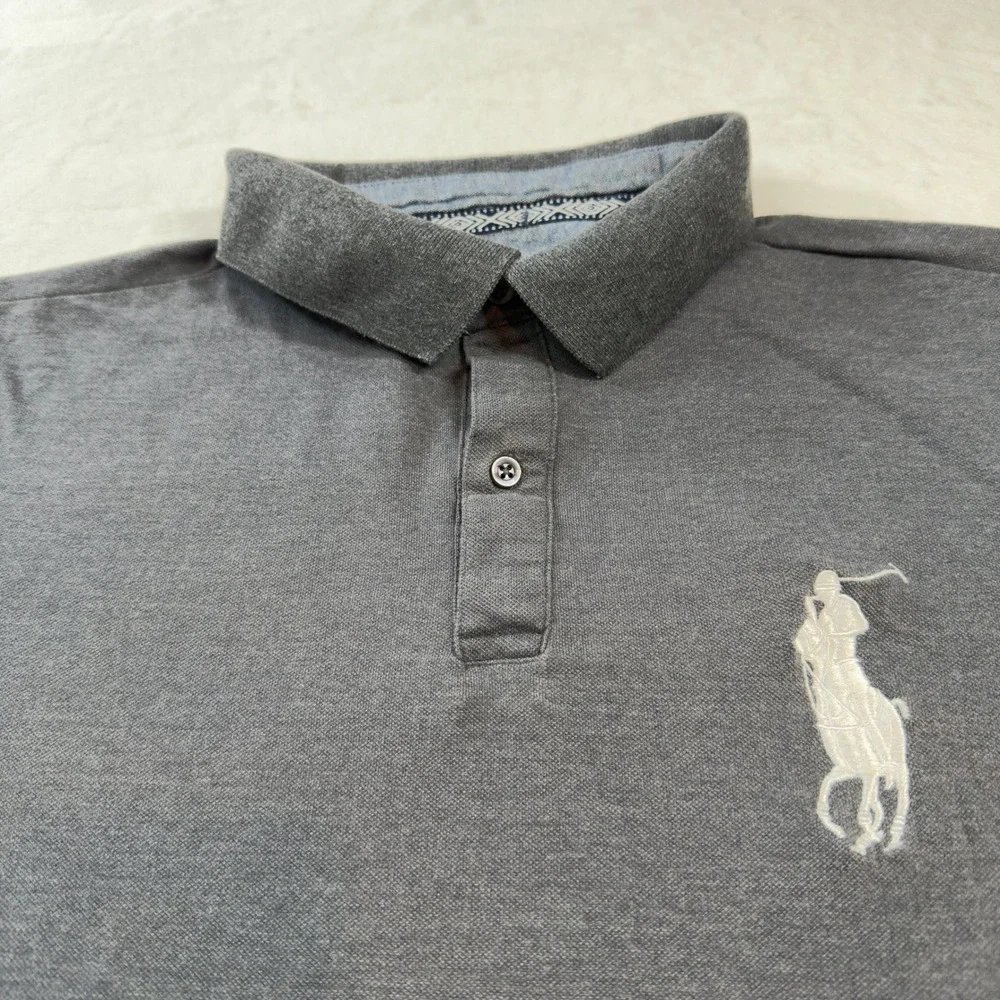 Polo Ralph Lauren Big Pony Polo Mens Medium Grey Good Custom Slim‎ Fit Cotton